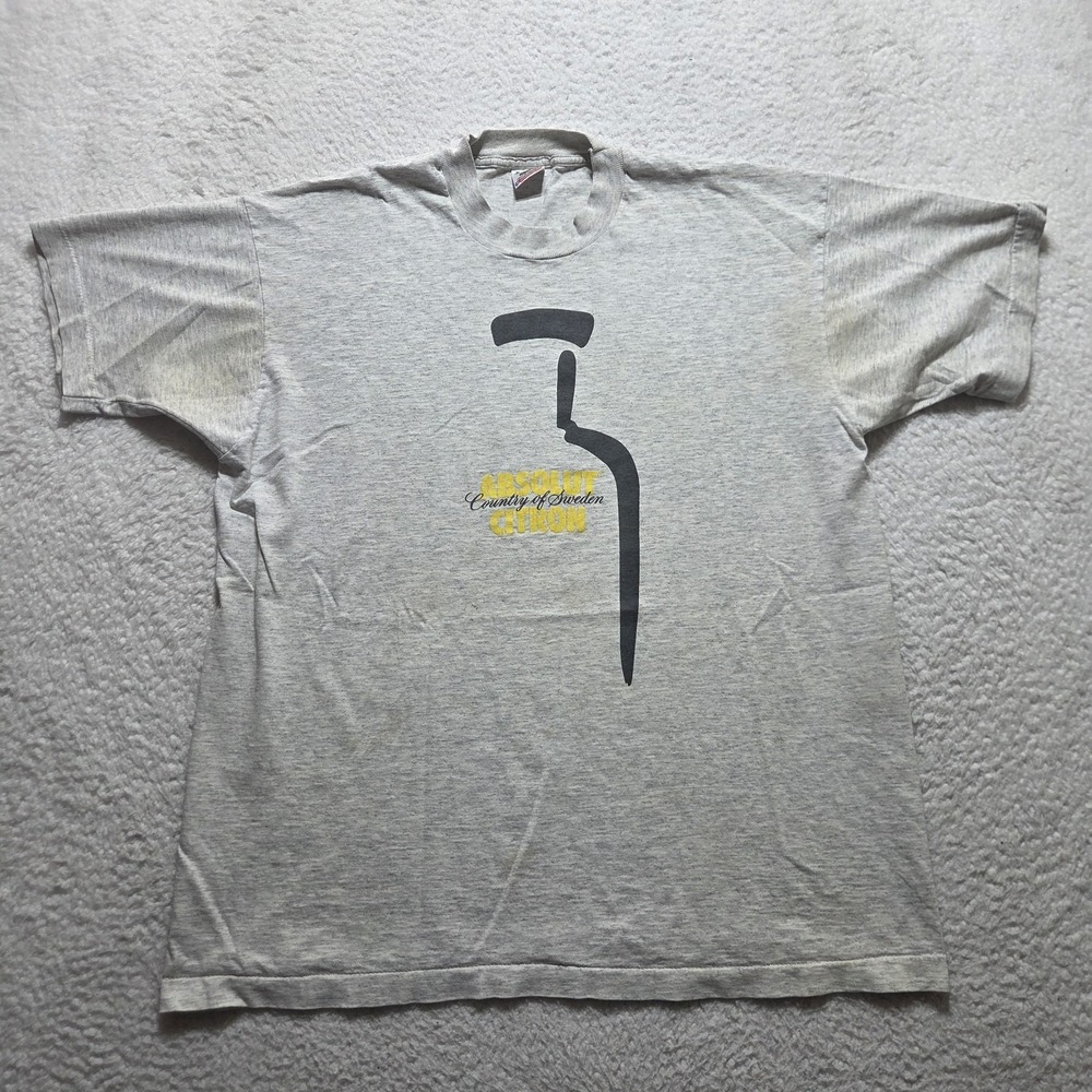 Absolut Vodka Shirt XL 90s Y2K Citron Sweden Swedish Alcohol Promo‎ Tee